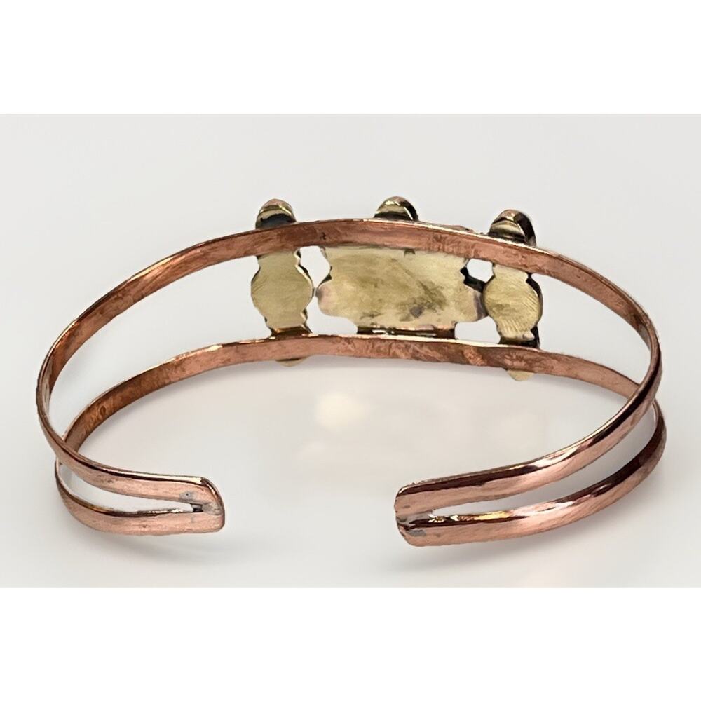 Southwestern Copper Kingman Turquoise Cluster Cuff Bracelet Handmade Statement - Picture 8 of 14